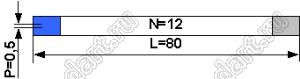 BLFPC P0,5 12PIN 80mm REV шлейф плоский сверхтонкий FFC/FPC; 12; длина 80мм; контакты на разных поверхностях