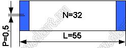 BLFPC P0,5 32PIN 55mm шлейф плоский сверхтонкий FFC/FPC; 32; длина 55мм; контакты на одной поверхности
