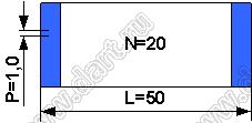 BLFPC P1,0 20PIN 50mm шлейф плоский, шаг 1,0мм 20 жил длина 50мм, контакты на одной поверхности