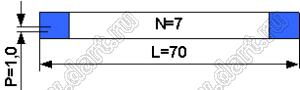 BLFPC P1,0 7PIN 70mm шлейф плоский, шаг 1,0мм 7 жил длина 70мм, контакты на одной поверхности