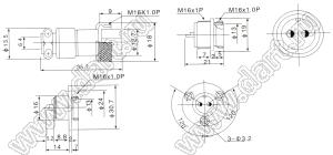 GX16-03PC разъем промышленный металлический (вилка на кабель); 3-конт.; Iконт.=7А; никелирование