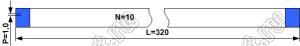 BLFPC P1,0 10PIN 320mm шлейф плоский, шаг 1,0мм 10 жил длина 320мм, контакты на одной поверхности