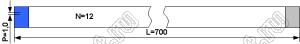 BLFPC P1,0 12PIN 700mm REV шлейф плоский, шаг 1,0мм 12 жил длина 700мм, контакты на разных поверхностях