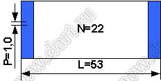 BLFPC P1,0 22PIN 53mm шлейф плоский, шаг 1,0мм 22 жилы длина 53мм, контакты на одной поверхности