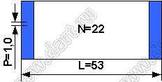 BLFPC P1,0 22PIN 53mm шлейф плоский, шаг 1,0мм 22 жилы длина 53мм, контакты на одной поверхности