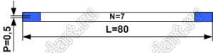 BLFPC P0,5 7PIN 80mm шлейф плоский сверхтонкий FFC/FPC; 7; длина 80мм; контакты на одной поверхности