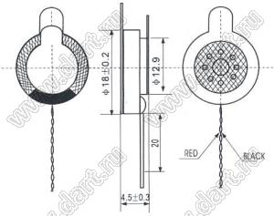 HD-18A динамик миниатюрный; D18H4,5мм; 0,8Вт; 8(Ом)