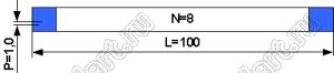 BLFPC P1,0 8PIN 100mm шлейф плоский, шаг 1,0мм 8 жилы длина 100мм, контакты на одной поверхности
