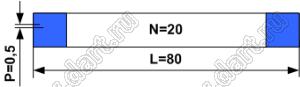 BLFPC P0,5 20PIN 80mm шлейф плоский сверхтонкий FFC/FPC; 20; длина 80мм; контакты на одной поверхности