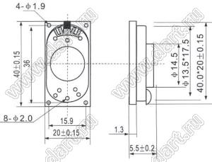 HD-2040-2W динамик миниатюрный; 40x20x5,5мм; 2Вт; 8(Ом)