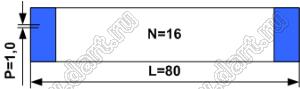 BLFPC P1,0 16PIN 80mm шлейф плоский, шаг 1,0мм 16 жил длина 80мм, контакты на одной поверхности