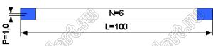 BLFPC P1,0 6PIN 100mm шлейф плоский, шаг 1,0мм 6 жил длина 100мм, контакты на одной поверхности