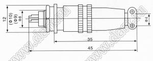 XS8-2PW/YC разъем промышленный металлический (комплект: вилка на прибор+розетка на кабель); d отв.=8мм; DC30V 0.2A; 2-конт.; никелирование