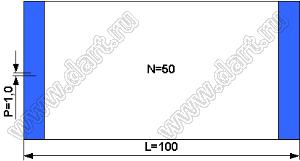 BLFPC P1,0 50PIN 100mm шлейф плоский, шаг 1,0мм 50 жил длина 100мм, контакты на одной поверхности