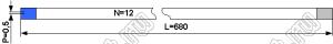 BLFPC P0,5 12PIN 680mm шлейф плоский сверхтонкий FFC/FPC; 12; длина 680мм; контакты на одной поверхности