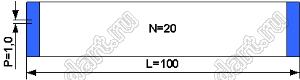 BLFPC P1,0 20PIN 100mm шлейф плоский, шаг 1,0мм 20 жил длина 100мм, контакты на одной поверхности