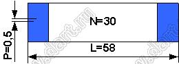 BLFPC P0,5 30PIN 58mm шлейф плоский сверхтонкий FFC/FPC; 30; длина 58мм; контакты на одной поверхности