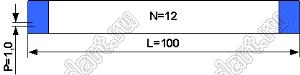 BLFPC P1,0 12PIN 100mm шлейф плоский, шаг 1,0мм 12 жил длина 100мм, контакты на одной поверхности