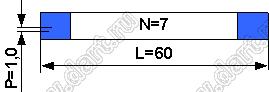 BLFPC P1,0 7PIN 60mm шлейф плоский, шаг 1,0мм 7 жил длина 60мм, контакты на одной поверхности