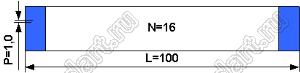 BLFPC P1,0 16PIN 100mm шлейф плоский, шаг 1,0мм 16 жил длина 100мм, контакты на одной поверхности