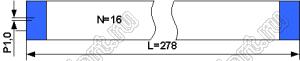 BLFPC P1,0 16PIN 278mm шлейф плоский, шаг 1,0мм 16 жил длина 278мм, контакты на одной поверхности
