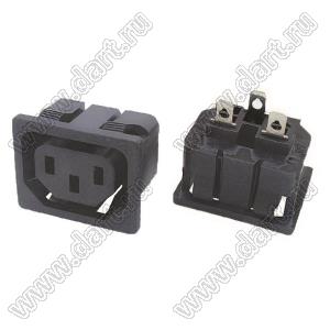 SP-864C1 (R-302SN, AS-02-1) розетка IEC60320(C13) сетевого питания с защелками на панель