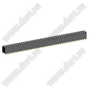 2200SB-78G-SM-36 розетка прямая двухрядная (гнездо) для поверхностного (SMD) монтажа на плату, шаг 1,27x1,27мм, h=3,6мм; 2x39конт.