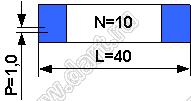 BLFPC P1,0 10PIN 40mm шлейф плоский, шаг 1,0мм 10 жил длина 40мм, контакты на одной поверхности