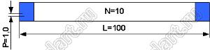 BLFPC P1,0 10PIN 100mm шлейф плоский, шаг 1,0мм 10 жил длина 100мм, контакты на одной поверхности