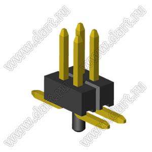 2199SB-04G-SMPG-2020 вилка двухрядная прямая SMD, шаг 1,27x1,27мм, 2x2конт. с направляющими в плату