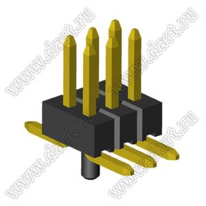 2199SB-06G-SMPG-2020 вилка двухрядная прямая SMD, шаг 1,27x1,27мм, 2x3конт. с направляющими в плату