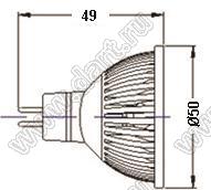 C7202 MR16-WW-220 лампа светодиодная 3Вт в керамическом корпусе; MR16 (GU5,3); 44LEDs; Uп=AC110V-AC220V 50/60Hz; P=3Вт; белый теплый