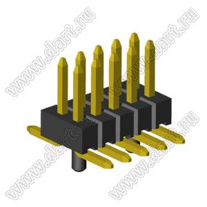 2199SB-10G-SMPG-2020 вилка двухрядная прямая SMD, шаг 1,27x1,27мм, 2x5конт. с направляющими в плату