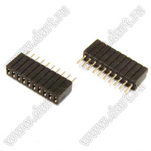 2206SA-10G-46 (PBS1.27-10, DS1065-01-1x10) гнездо однорядное прямое; P=1,27мм; H=4,6мм; 10-конт.