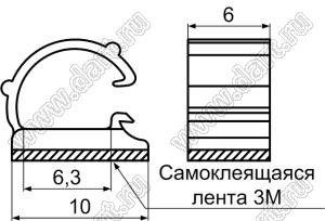 WCC-5(3M) зажим проводов на самоклеящейся площадке; 10,0x6,0мм; нейлон-66 (UL); черный