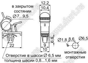 AWK-10 фиксатор жгута проводов с защелкой в панель; нейлон-66 (UL); натуральный