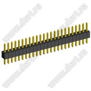2199SA-24G-301523 (PLL1.27-24) вилка штыревая открытая прямая однорядная на плату для монтажа в отверстия, шаг 1,27мм, 1x24 конт.