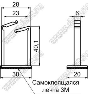 WLU-1(3M) зажим проводов на самоклеящейся площадке; 30,0x20,0мм; нейлон-66 (94V-2); натуральный / черный