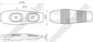 BL-1200-200 светильник магистральный; P=200Вт; нейтральный; 4000...4500К; 80-100лм/Вт; Φν=20000лм; LED=2LED; Ra=>70; >50000час; IP65