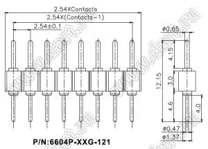 DS1004-01-1x40-F14 (PSLM2-40 тип 4, 6604P-40G-121) вилка цанговая прямая однорядная для выводного монтажа; P=2,0мм; 1x40-конт.