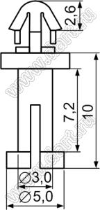 MCN-10 фиксатор платы с защелкой в плату; dп=3,5мм; s=1,6мм; нейлон-66 (UL); натуральный