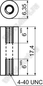 HPP440-17.4 cтойка круглая с внутренними резьбами 4-40 UNC; нейлон-66 (UL); натуральный