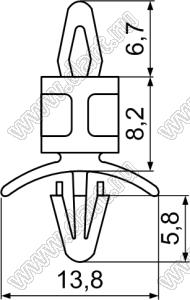 LCPA-8.2 фиксатор платы с двумя защелками; dп=3,5мм; s=1,6мм; d отв.=4,0мм; t=0,8...1,6мм; нейлон-66 (UL); натуральный