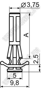 RAMC-15.5 фиксатор платы с защелкой в шасси; A=15,5мм; d отв.=4,0мм; нейлон-66; натуральный