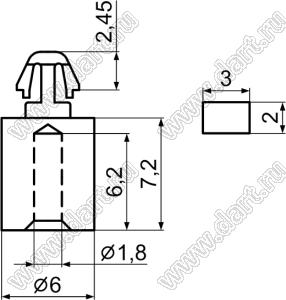 MCSH-7.2 фиксатор платы с защелкой в плату; s=1,6мм; нейлон-66 (UL); натуральный