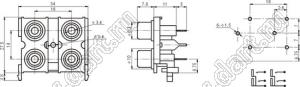 RCA-408 (AV4-9) блок 4-х гнезд RCA "тюльпан" с креплением на панель