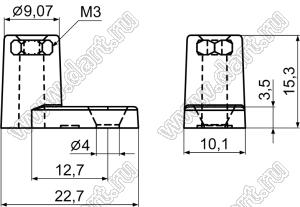 LLCB3-15 фиксатор платы с закладой гайкой М3; пластик ABS (UL) 94HB/сталь; натуральный