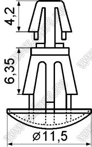 RCBL-6 фиксатор платы с двумя защелками; D=4,0мм; S=1,6мм; d отв.=5,5мм; t=2,0...3,0мм; нейлон-66; натуральный