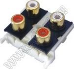 RCA-408 (AV4-9) блок 4-х гнезд RCA "тюльпан" с креплением на панель