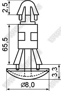 RCA-65.5 фиксатор платы с двумя защелками; D=3,0мм; S=1,6мм; 4,0; t=1,6...2,2мм; нейлон-66; натуральный